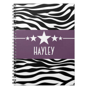 Lila Sassy Star Zebra Notebook Notizblock