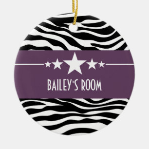 Lila Sassy Star Zebra Ornament