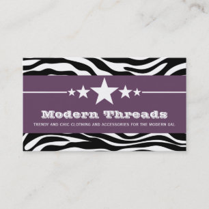 Lila Sassy Star Zebra Print Business Card Visitenkarte