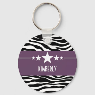 Lila Sassy Star Zebra Schlüsselanhänger