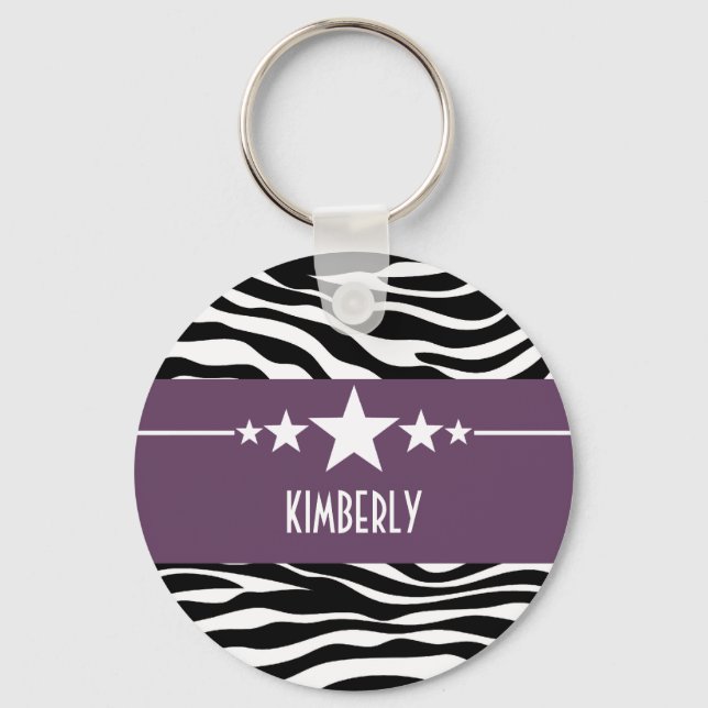 Lila Sassy Star Zebra Schlüsselanhänger (Vorderseite)