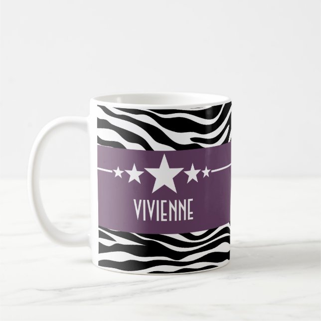 Lila Sassy Star Zebra Tasse (Links)