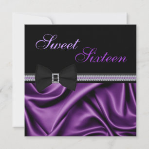 Lila Satin und Gemis 16 . Geburtstag Einladung