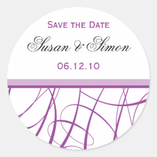 Lila-Save the Date-Aufkleber Runder Aufkleber