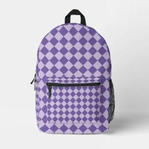 Lila Schachbrett-Diamantmuster Bedruckter Rucksack