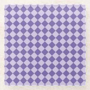 Lila Schachbrett-Diamantmuster Glasuntersetzer