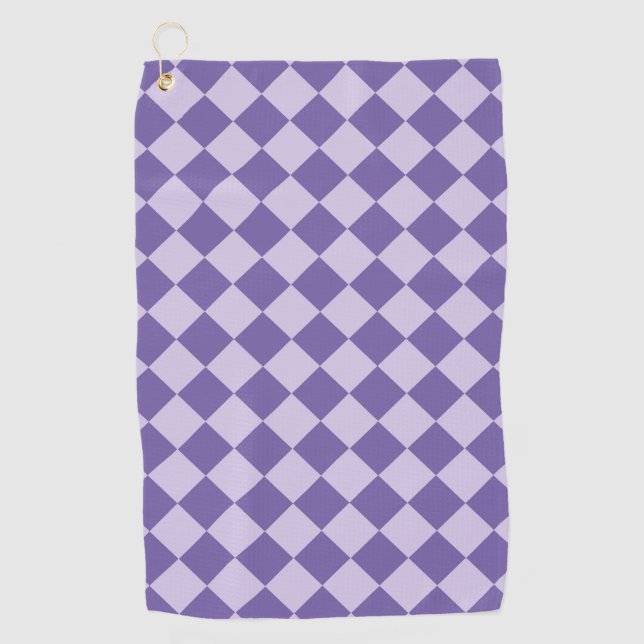 Lila Schachbrett Diamantmuster Golfhandtuch (Vorderseite)