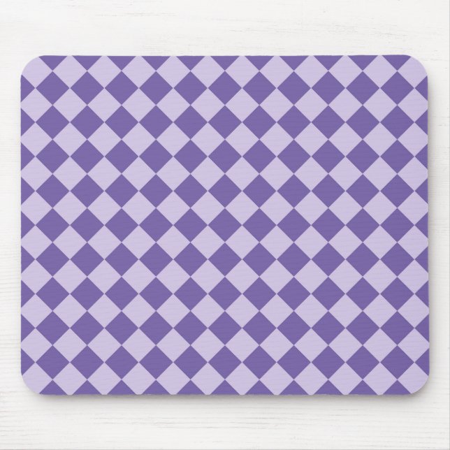 Lila Schachbrett Diamantmuster Mousepad (Vorne)