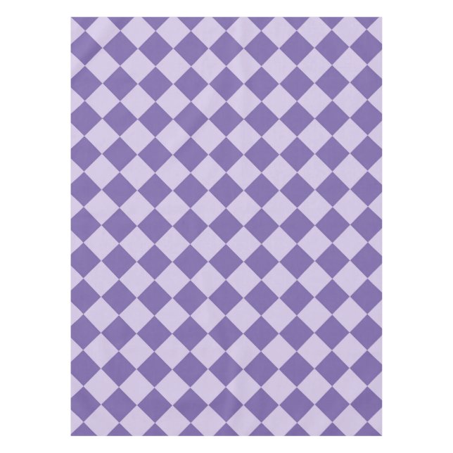 Lila Schachbrett Diamantmuster Tischdecke (Vorderseite)