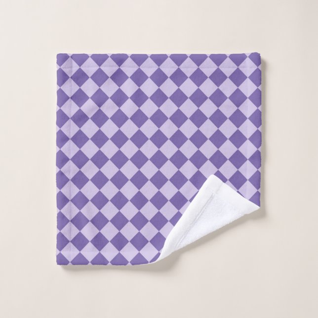 Lila Schachbrett Diamantmuster Waschlappen (Waschlappen)