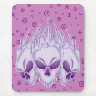 Lila Schädel flammend Mousepad