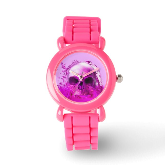 Lila Schädel im Wasser Armbanduhr (Vorderseite)