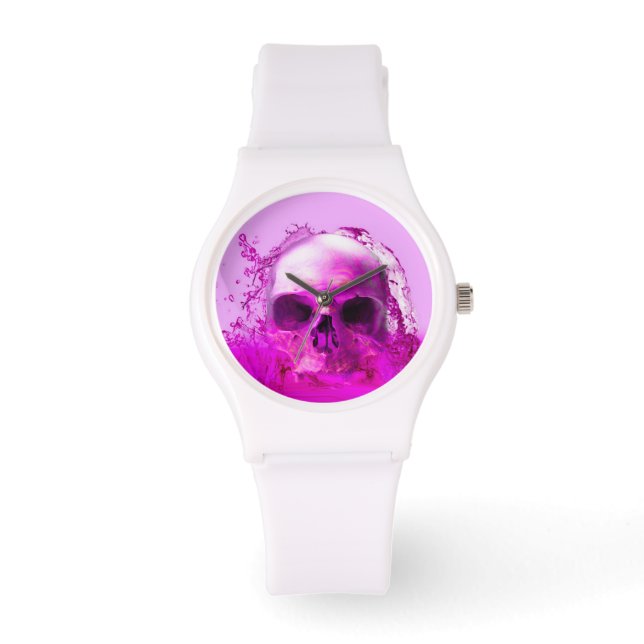Lila Schädel im Wasser Armbanduhr (Vorderseite)