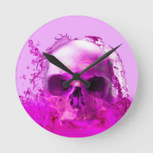 Lila Schädel im Wasser Runde Wanduhr
