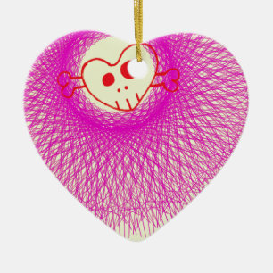 lila Schädel Keramik Ornament