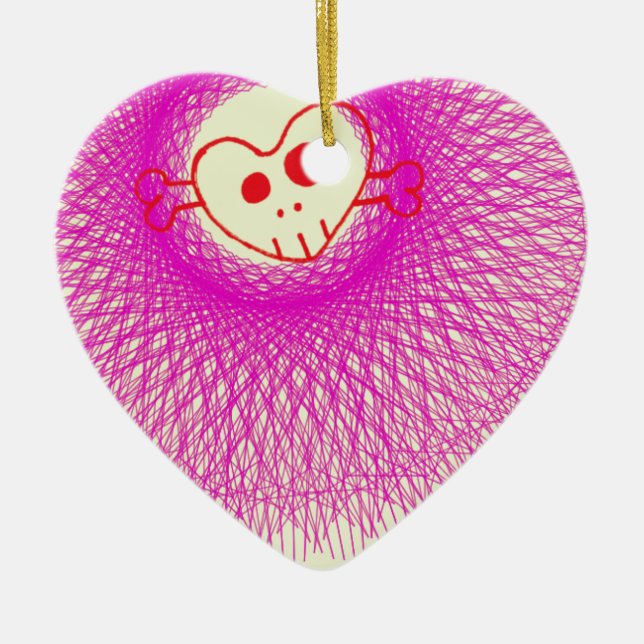 lila Schädel Keramik Ornament (Vorne)