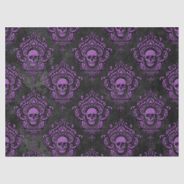 Lila Schädel und Gothic Gray Decoupage Seidenpapier (Vorderseite)