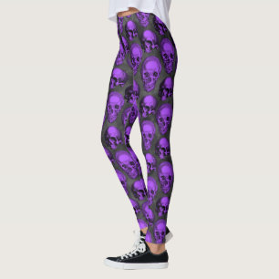 Lila Schädel und Sonnenblumen, Design 1 Leggings