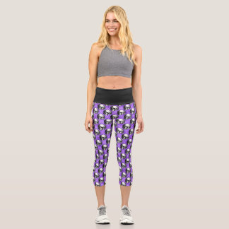 Lila Schädel und Sonnenblumen, Design 6 Capri Leggings