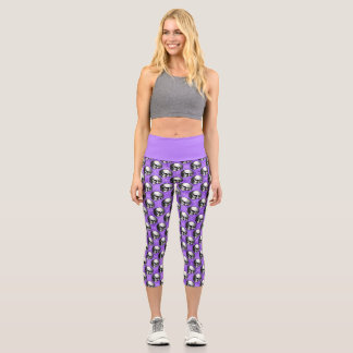 Lila Schädel und Sonnenblumen, Design 6 Capri Leggings