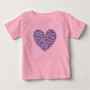 Lila Schädelherz Baby T-shirt
