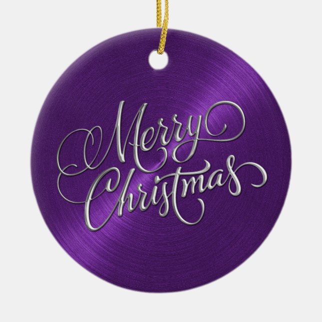 Lila Schafe und Silber frohe Weihnachten Keramik Ornament (Vorne)