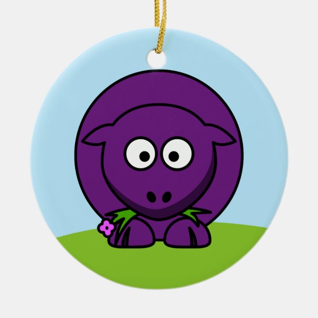 Lila Schafschmuck Keramikornament (Vorne)