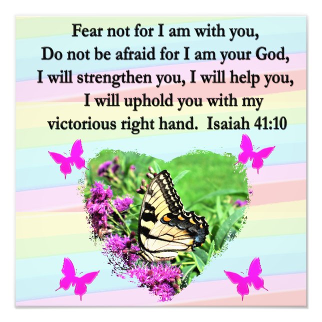 LILA SCHALTFLY ISAIAH 41:10 BIBLE VERSE FOTODRUCK (Vorne)