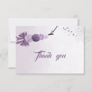 lila Schattierungen Blume & Bogen danke Karte