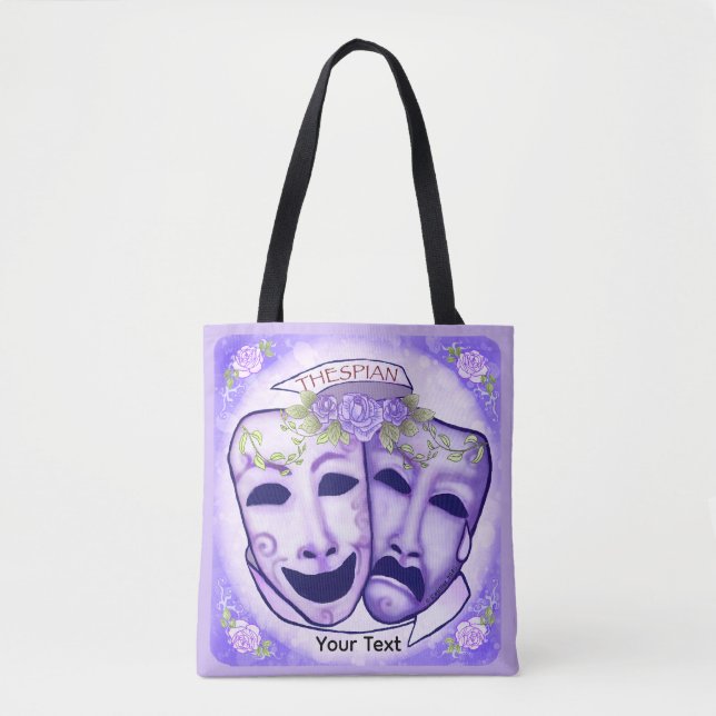 Lila Schauspielermasken Tasche (Vorderseite)