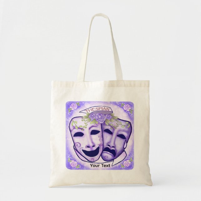 Lila Schauspielermasken Tragetasche (Vorne)