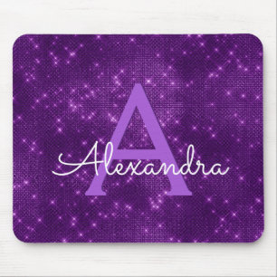 Lila Schein-moderner Monogramm-Name Mousepad