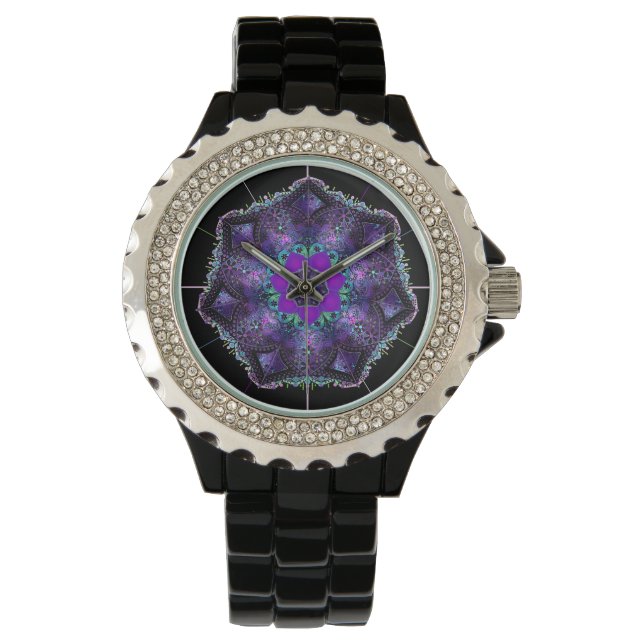 Lila Schirm und Herz .7 Armbanduhr (Vorderseite)