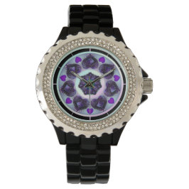 Lila Schirm und Herz .7 Armbanduhr