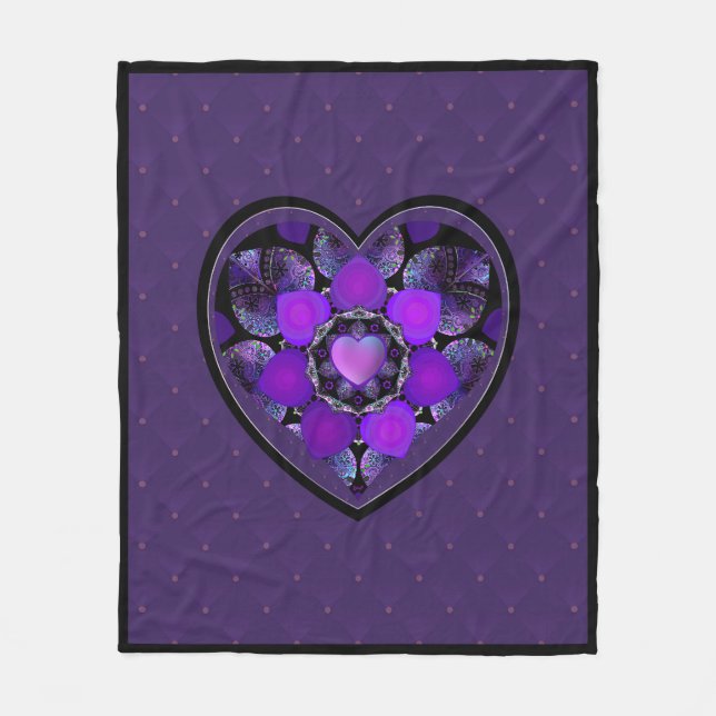 Lila Schirm und Herz .7 Fleecedecke (Vorderseite)