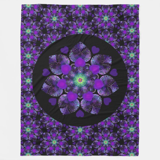 Lila Schirm und Herz .7 Fleecedecke (Vorderseite)