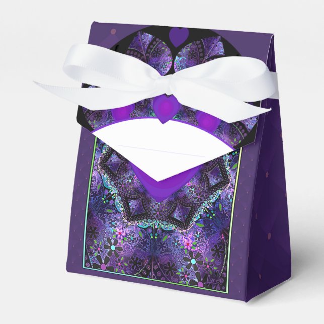 Lila Schirm und Herz .7 Geschenkschachtel (Vorderseite)