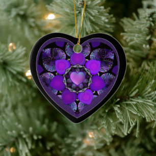 Lila Schirm und Herz .7 Keramik Ornament