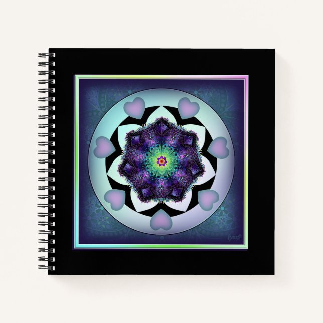 Lila Schirm und Herz .7 Notizbuch (Vorderseite)