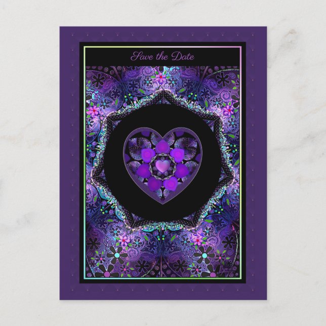 Lila Schirm und Herz .7 Postkarte (Vorderseite)