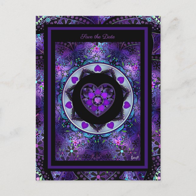 Lila Schirm und Herz .7 Postkarte (Vorderseite)