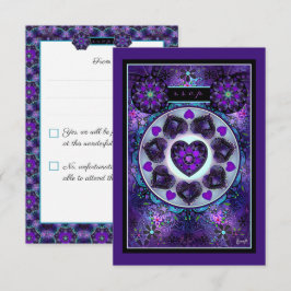 Lila Schirm und Herz .7 RSVP Karte
