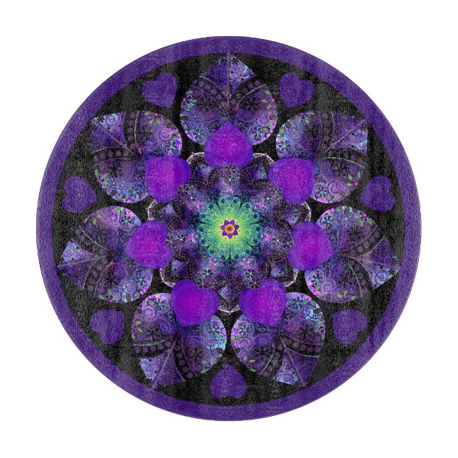 Lila Schirm und Herz .7 Schneidebrett (Vorderseite)