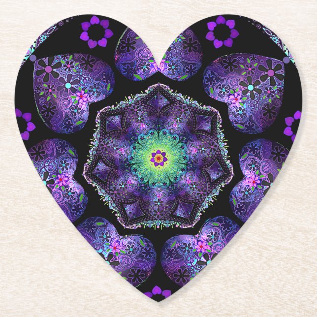 Lila Schirm und Herz .7 Untersetzer (Vorderseite)