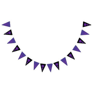 Lila Schirm und Herz .7 Wimpelkette