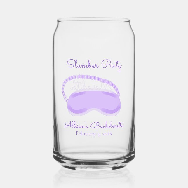 Lila Schlafmaske Bachelorette Slumber Party Dosenglas (Vorderseite)