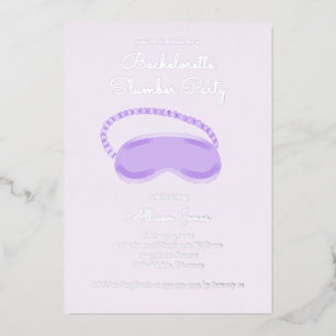 Lila Schlafmaske Bachelorette Slumber Party Folieneinladung