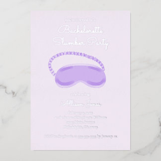 Lila Schlafmaske Bachelorette Slumber Party Folieneinladung