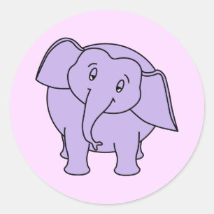 Lila schläfriger Elefant. Cartoon Runder Aufkleber