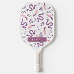 Lila Schlange und Mushroom-Muster Weiß Pickleball Schläger